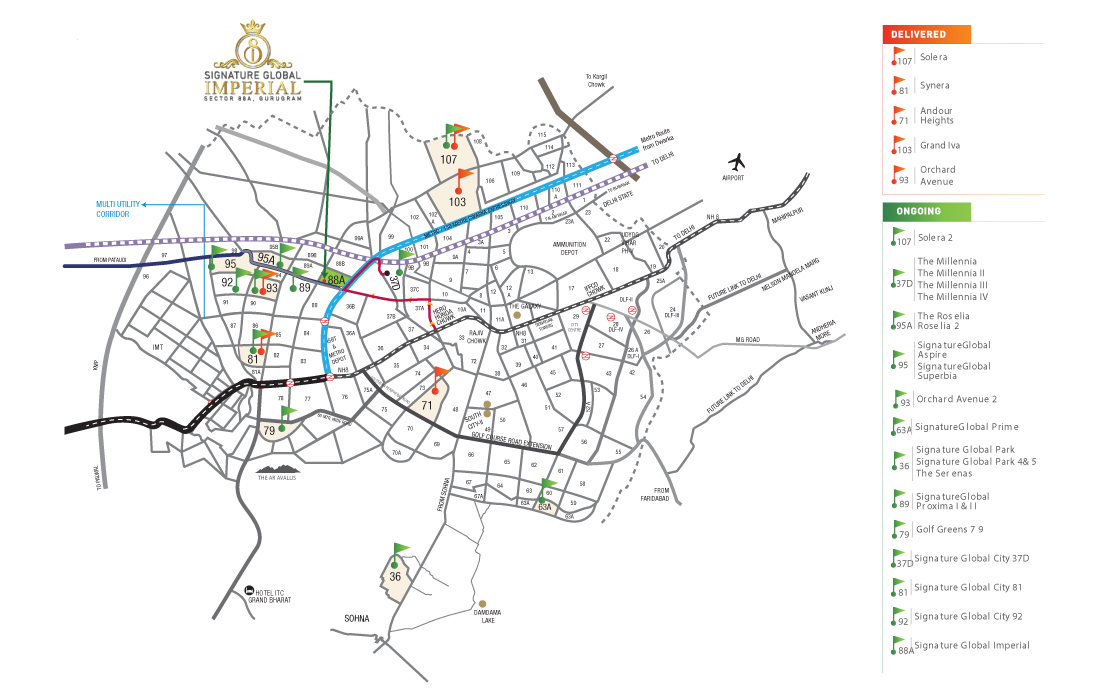 signature global sector 88a map 